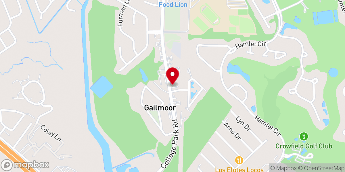 Map showing location of College Park Baptist Church