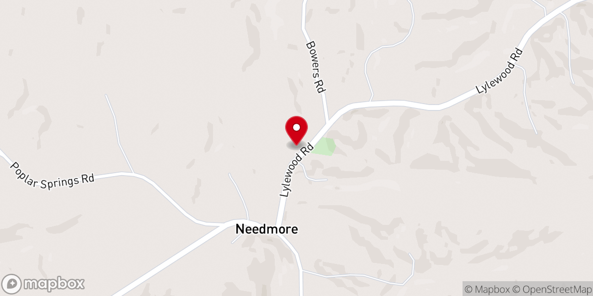 Map showing location of Needmore Church of Christ