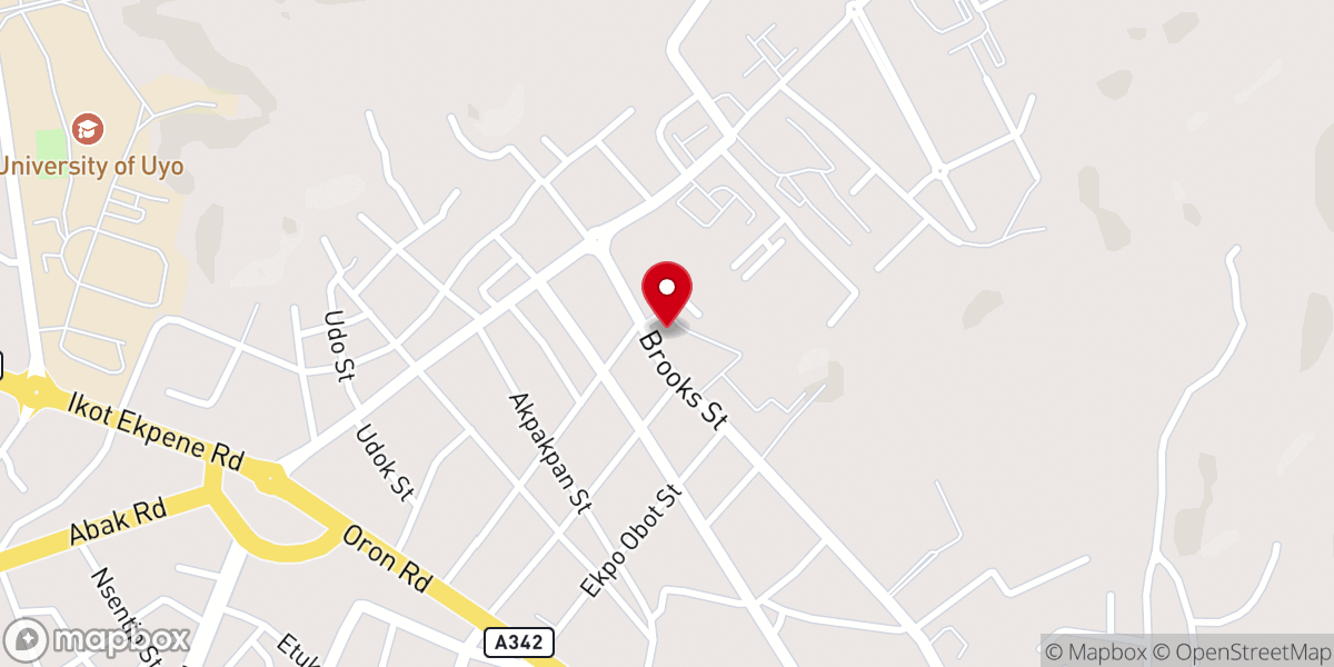 Map showing location of Catholic Pastoral Centre, Uyo Diocese
