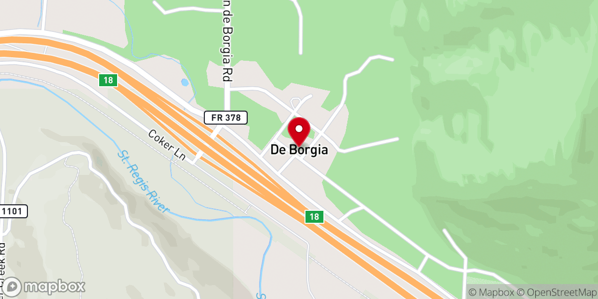Map showing location of De Borgia