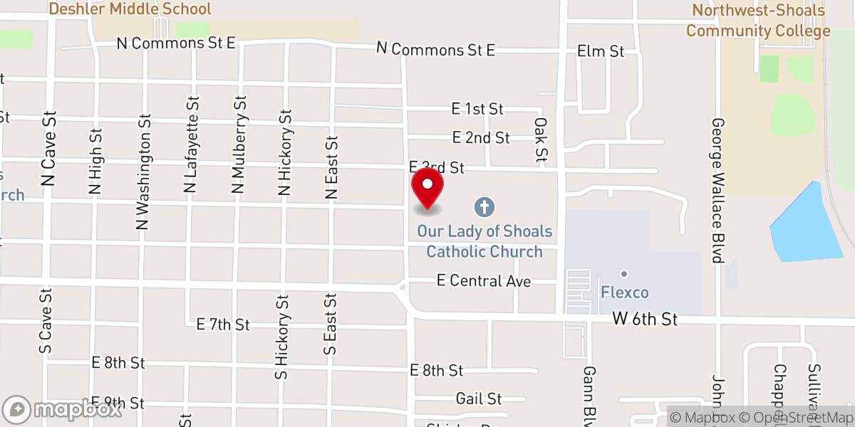 Map showing location of Our Lady of the Shoals Catholic Church