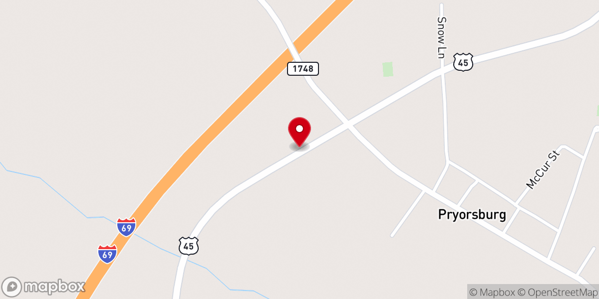Map showing location of Pryorsburg Independent Church
