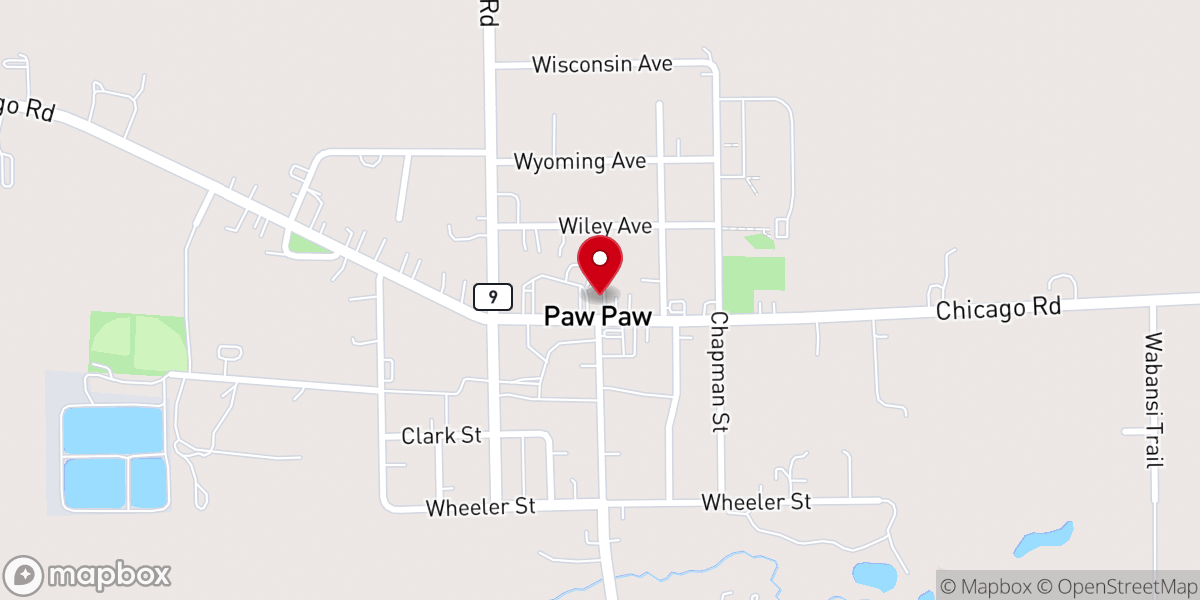 Map showing location of Paw Paw