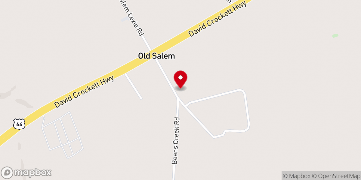 Map showing location of Old Salem Church of Christ