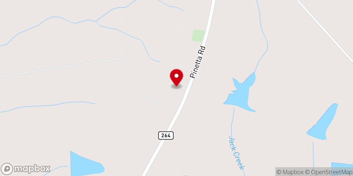 Map showing location of Pinetta Church
