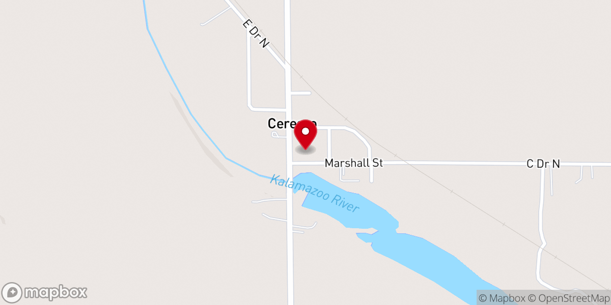 Map showing location of Ceresco