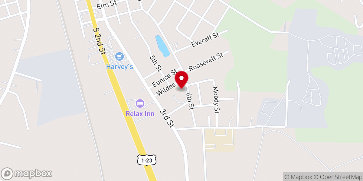 Map showing location of Daughter's Barn at Cedar Ridge