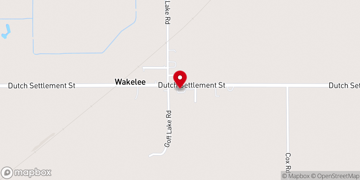 Map showing location of Wakelee United Methodist Church