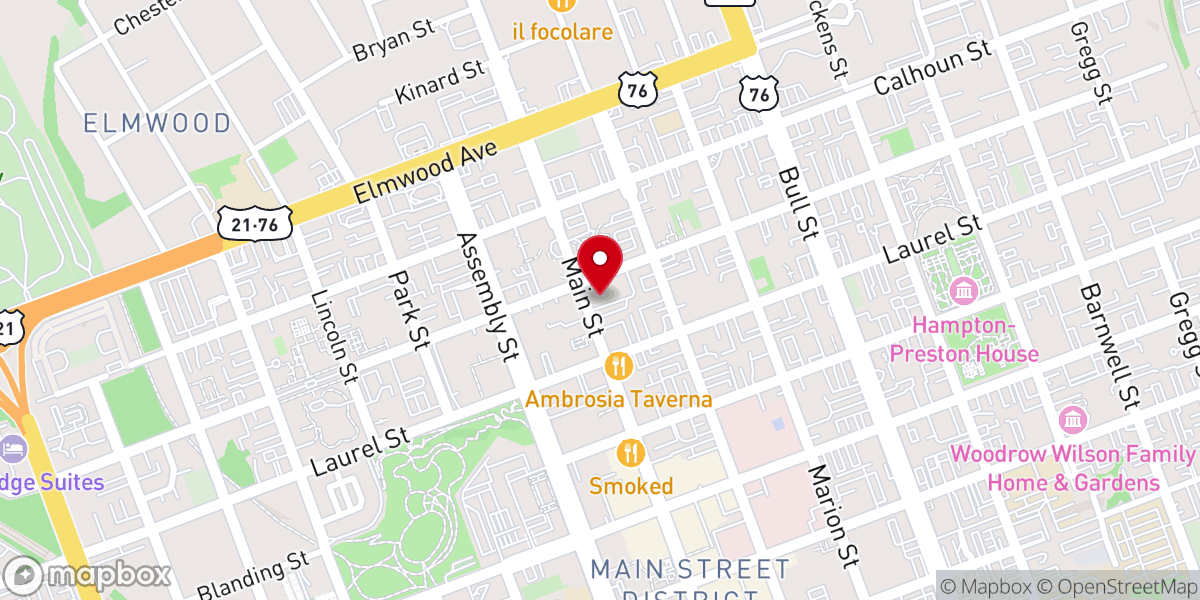Map showing location of Columbia United Methodist Church