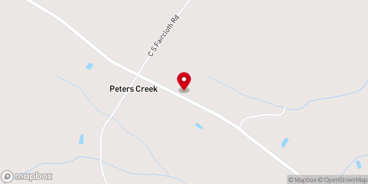 Map showing location of Peters Creek Baptist Church