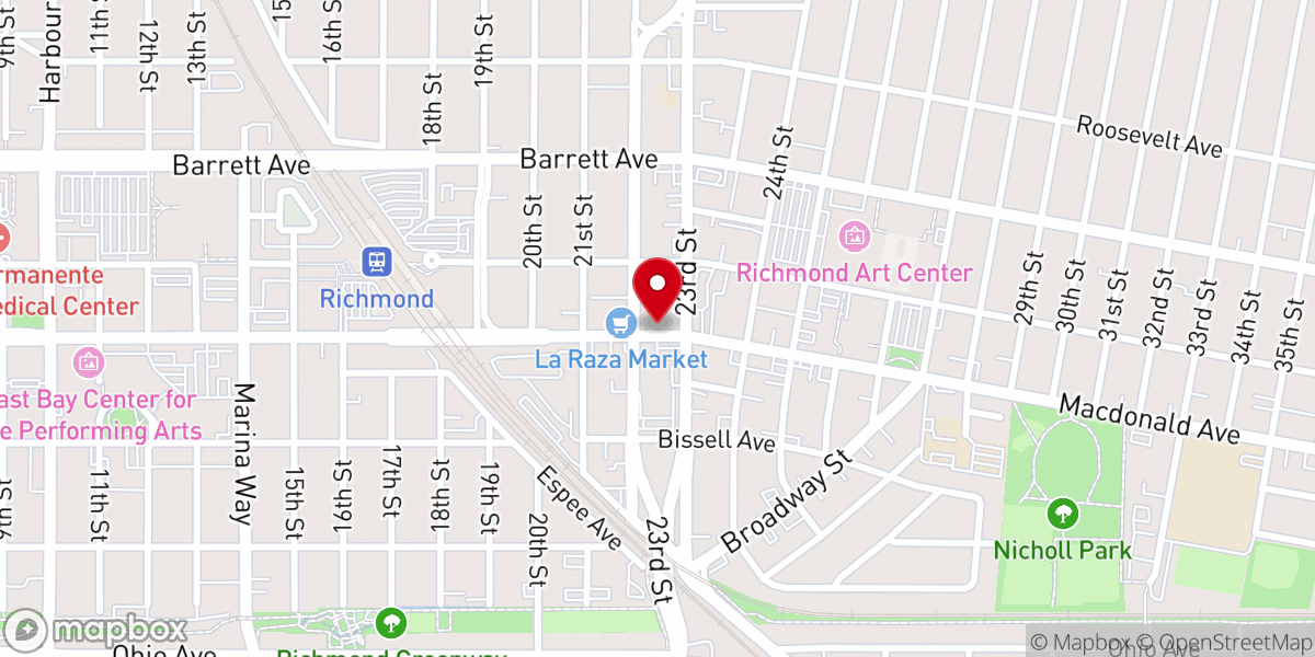 Map showing location of Iglesia Evangelica Bethesda filial richmond