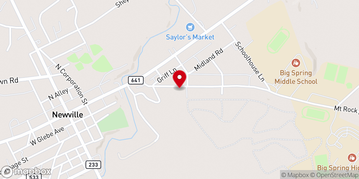 Map showing location of Big Spring Heights Church of God