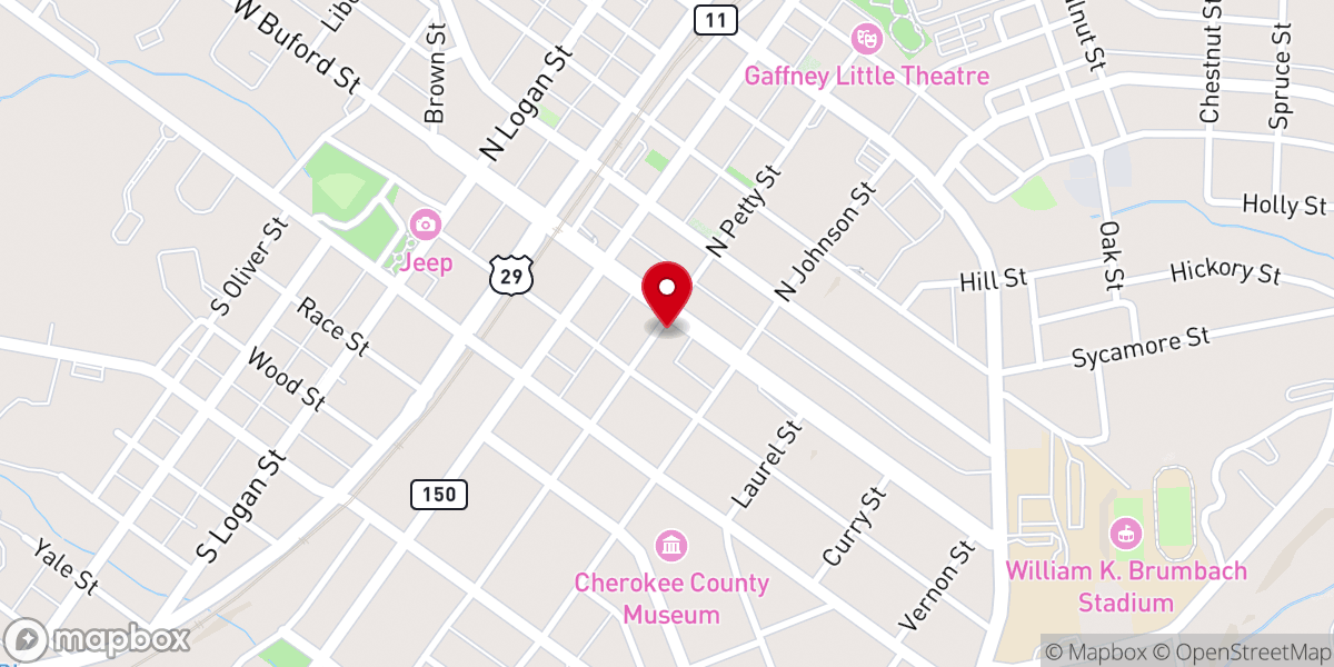 Map showing location of Buford Street United Methodist Church