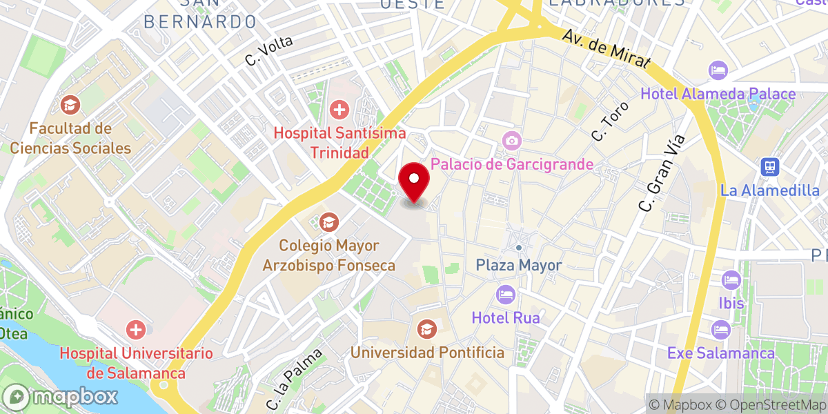 Map showing location of Convento de las Adoratrices