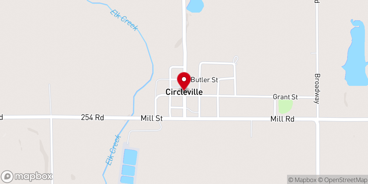 Map showing location of Circleville