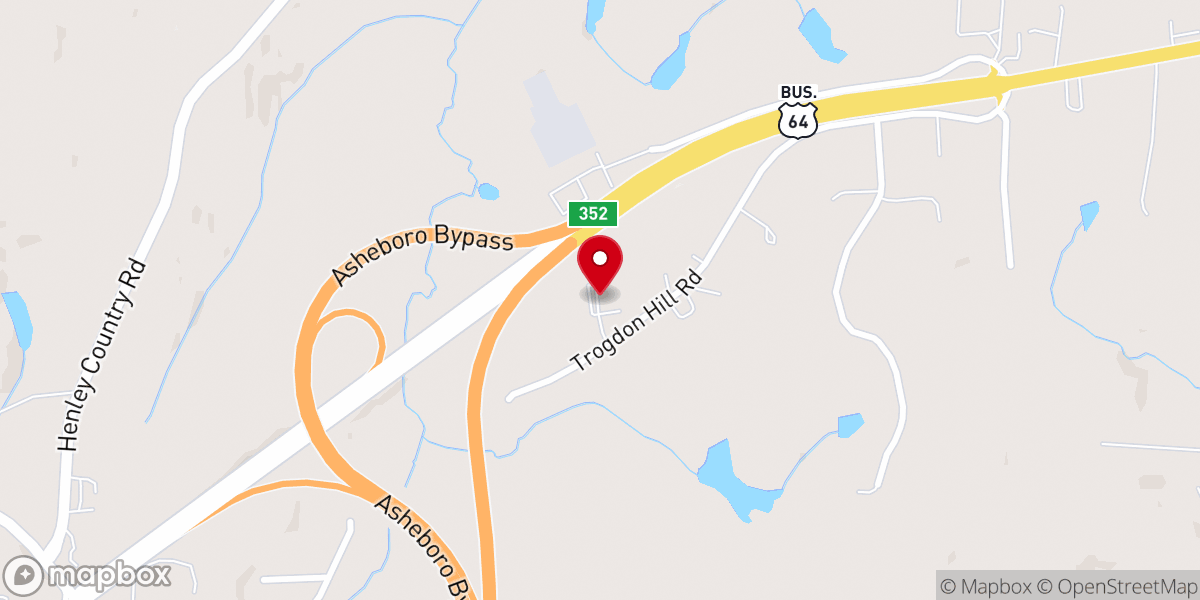 Map showing location of Asheboro Seventh-Day Adventist Church