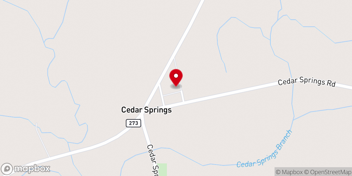 Map showing location of Beulah Baptist Church