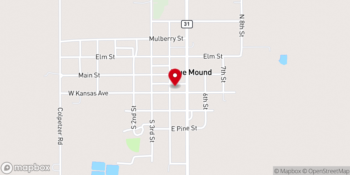 Map showing location of Blue Mound Bible Church