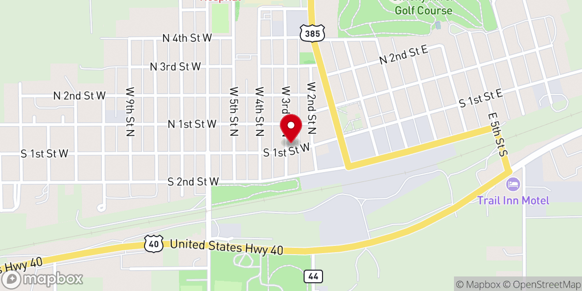 Map showing location of Cheyenne Wells Community Church
