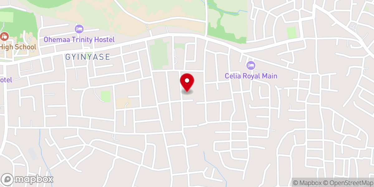 Map showing location of Church of pentecost Gyinyase central