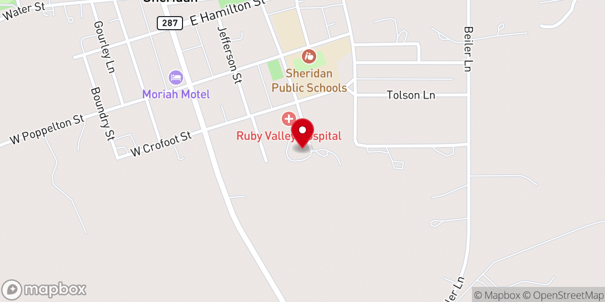 Map showing location of Tobacco Root Mountain Care Center