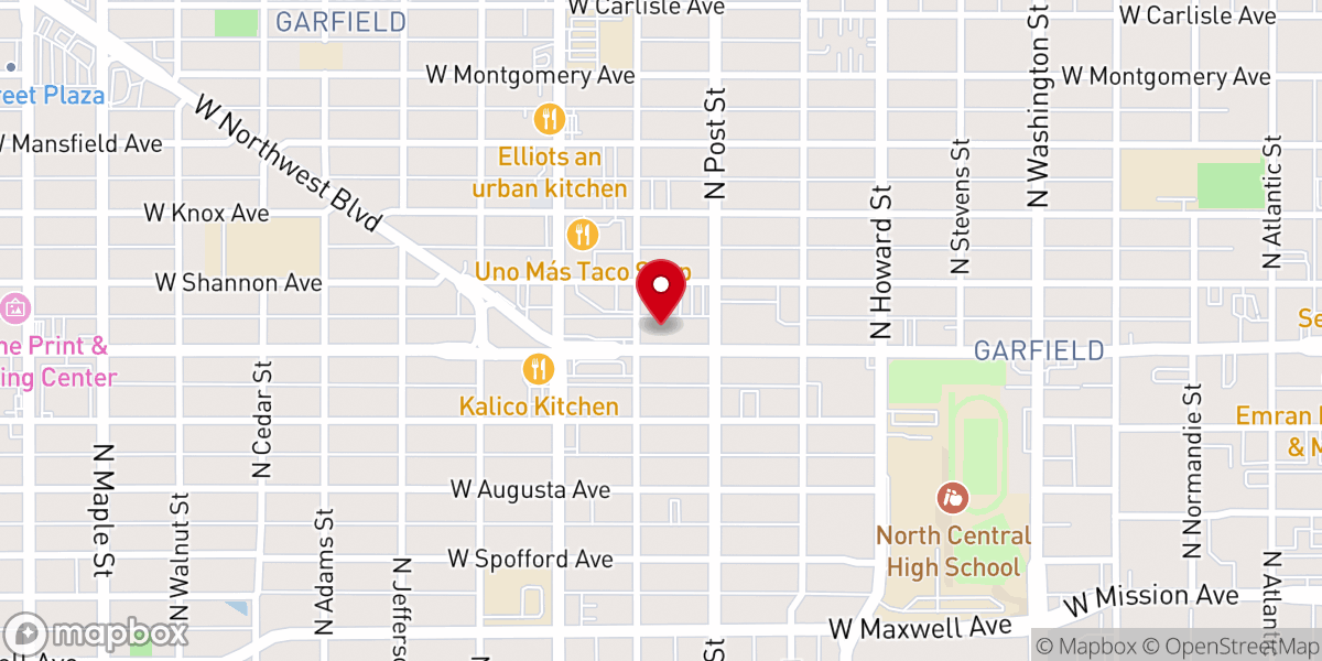 Map showing location of Spokane First Church