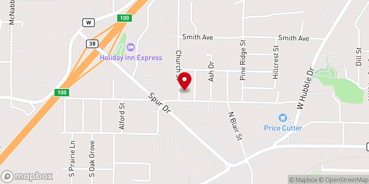 Map showing location of Hope Church of the Nazarene