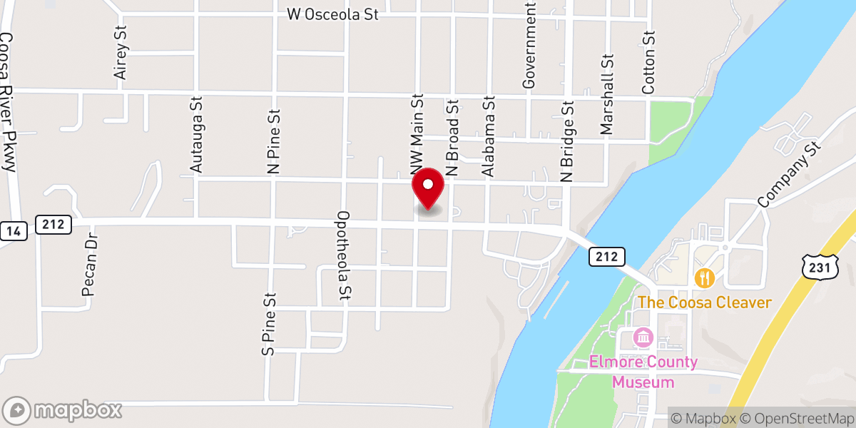 Map showing location of Wetumpka Church of Christ