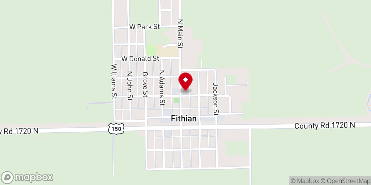 Map showing location of Fithian Community Building