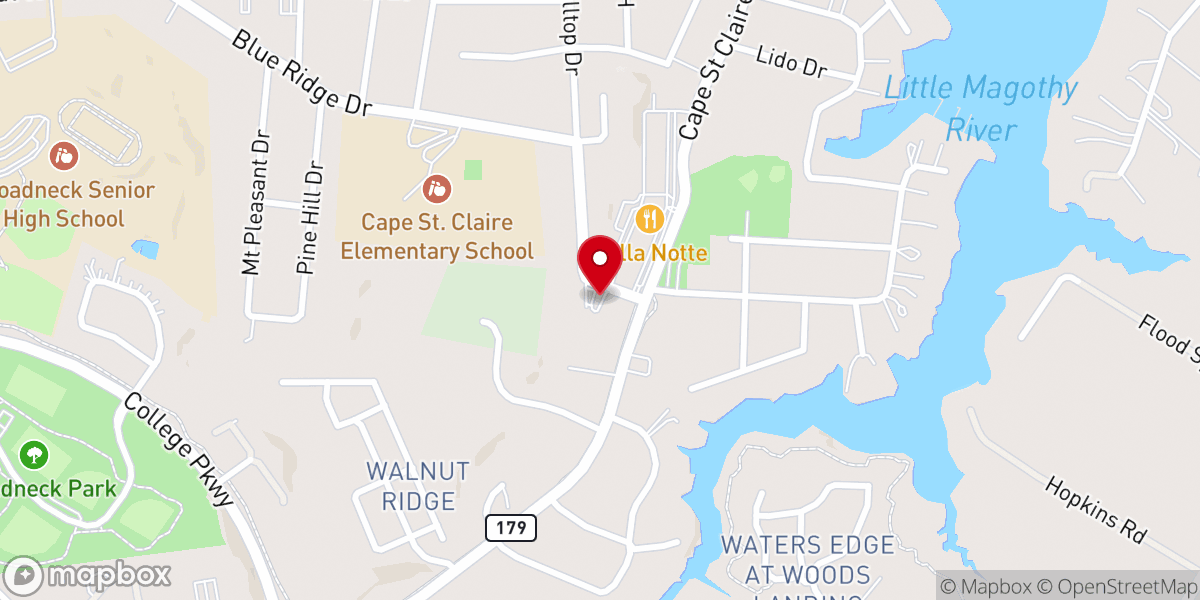 Map showing location of Broadneck Baptist Church