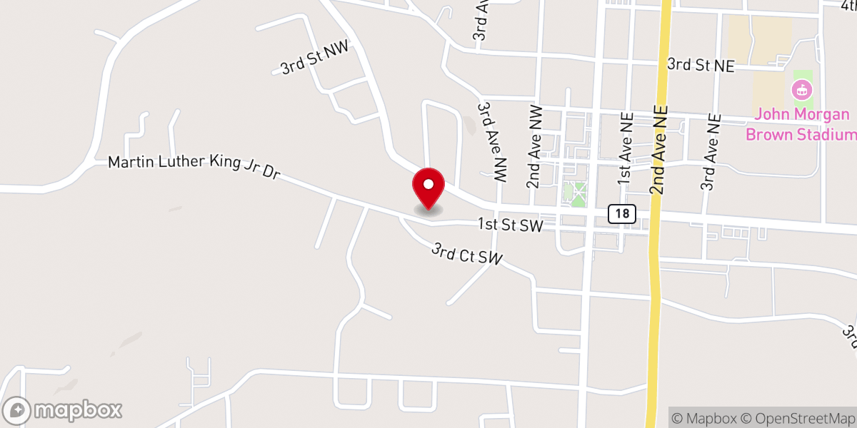 Map showing location of Sulphur Spring Baptist Church