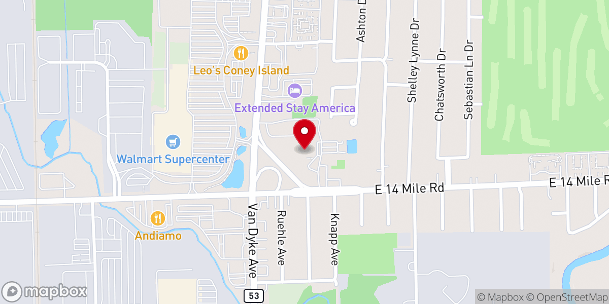 Map showing location of Christ Community Church of Sterling Heights