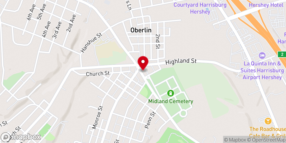 Map showing location of Salem Lutheran Church