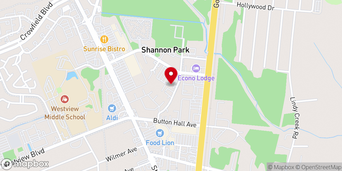 Map showing location of New Vision Baptist Church