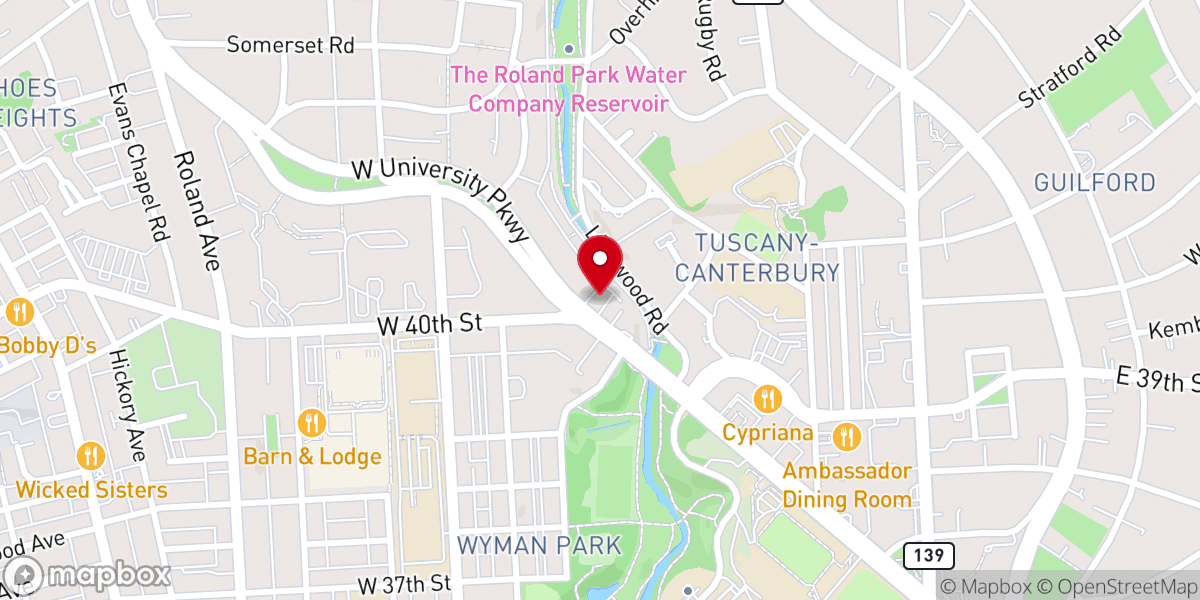 Map showing location of University Parkway Church of Christ