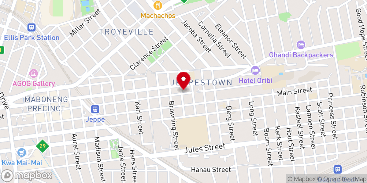 Map showing location of THE NEW ENTHOPIAN APOSTOLIC SPIRIT CHURCH OF ZION OF S.A