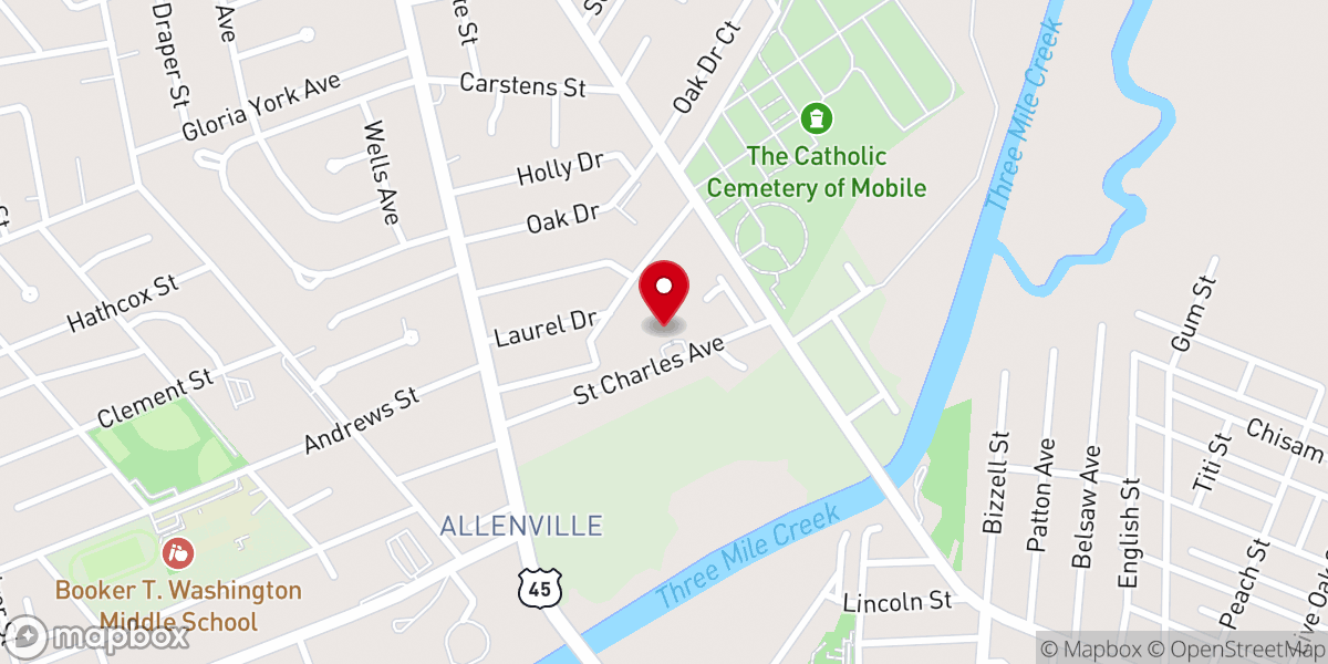 Map showing location of Sweet Pilgrim Baptist Church