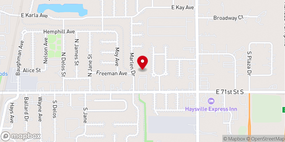 Map showing location of First Assembly-God Haysville