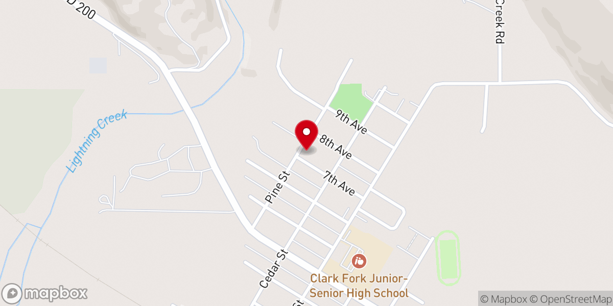 Map showing location of Clark Fork Seventh-day Adventist Church