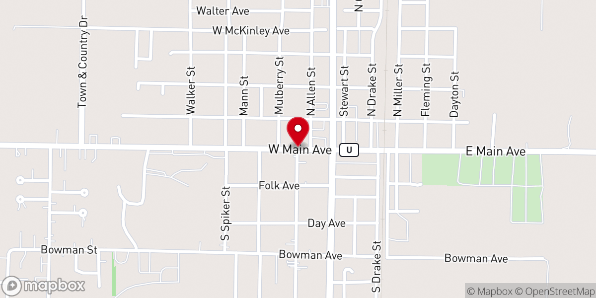 Map showing location of Bernie United Methodist Church