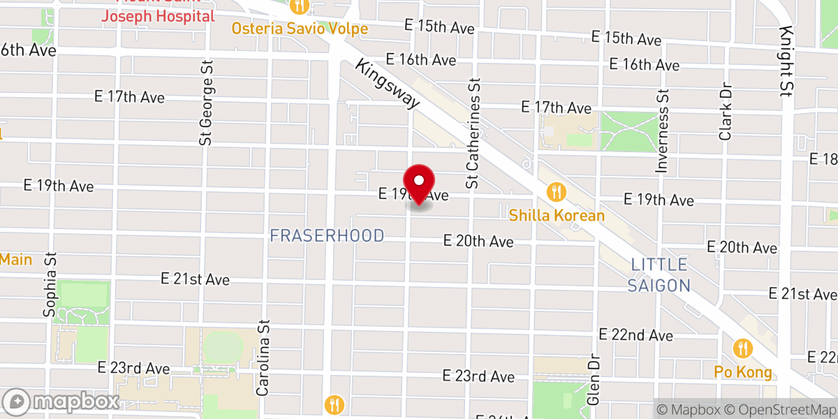 Map showing location of Reality Church Vancouver