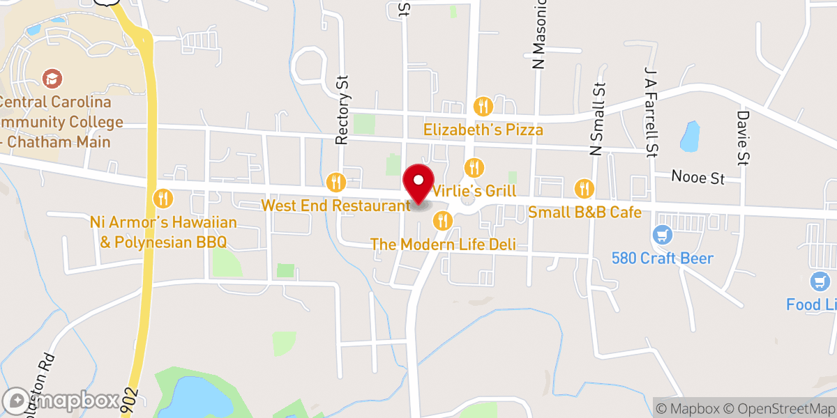 Map showing location of Pittsboro United Methodist Church