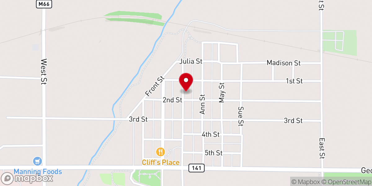 Map showing location of United Methodist Church