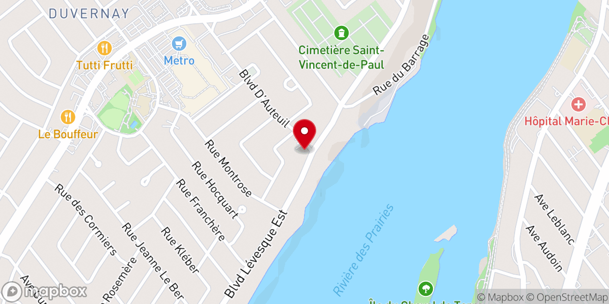 Map showing location of Église Baptiste de Laval-Est