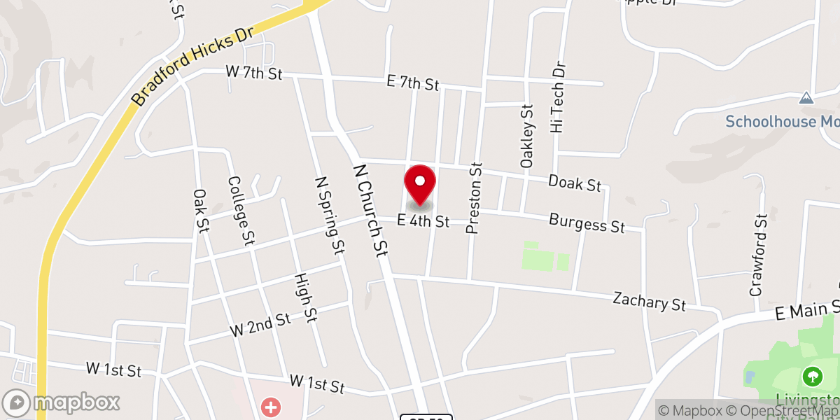 Map showing location of Memorial Baptist Church
