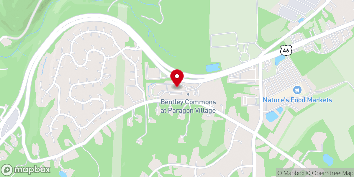 Map showing location of Bentley Commons at Paragon Village