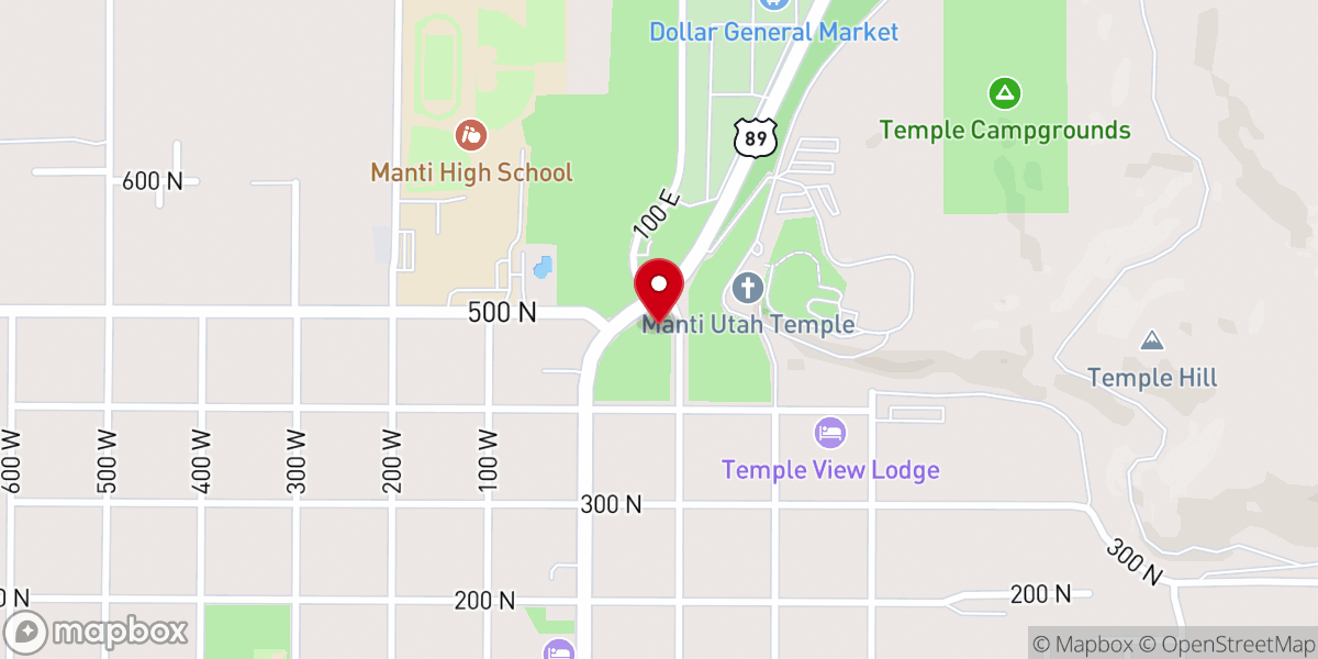 Map showing location of FamilySearch center