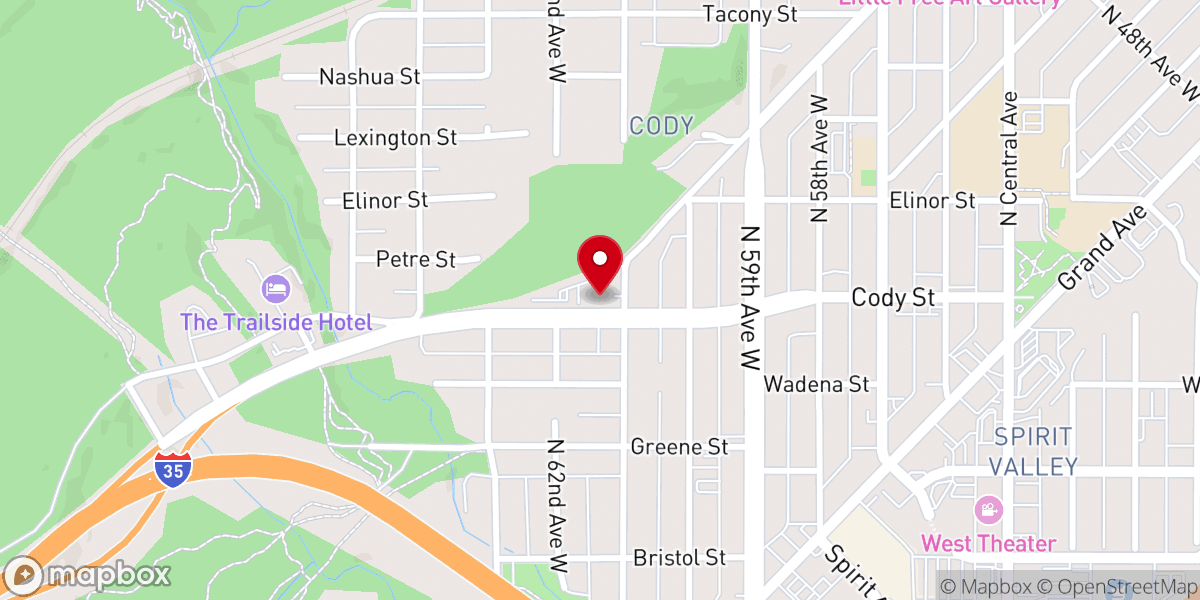 Map showing location of Elim Lutheran Church