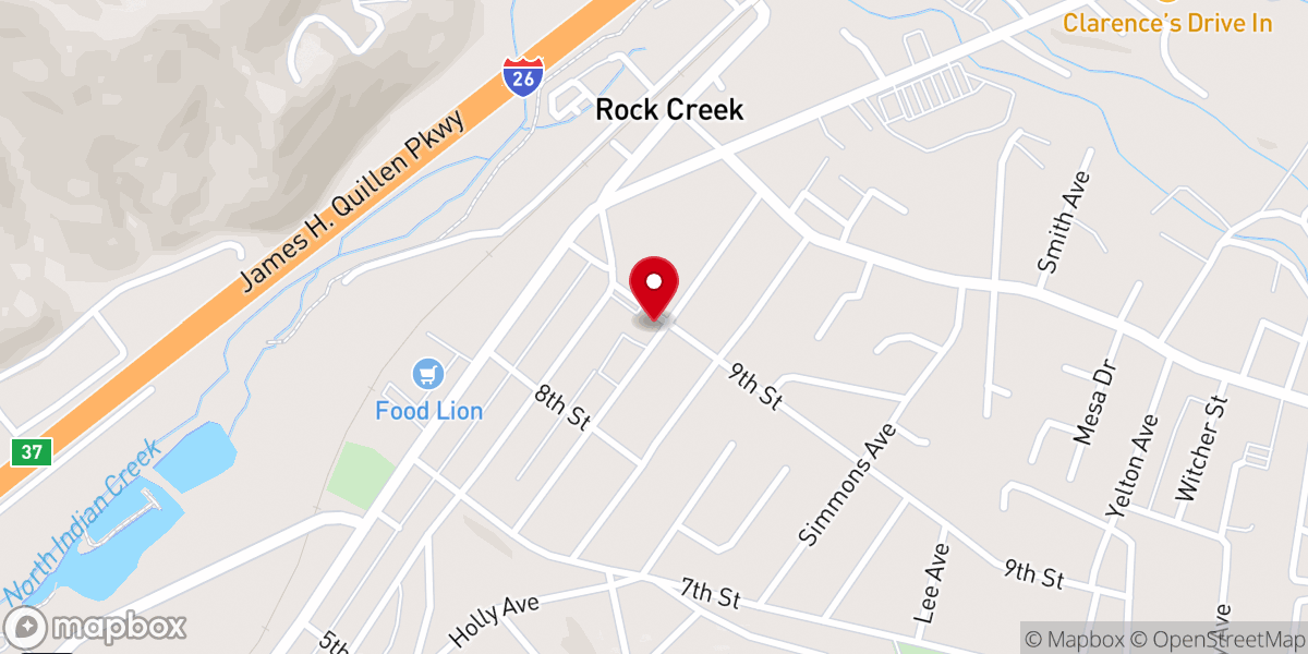 Map showing location of Ninth Street Baptist Church