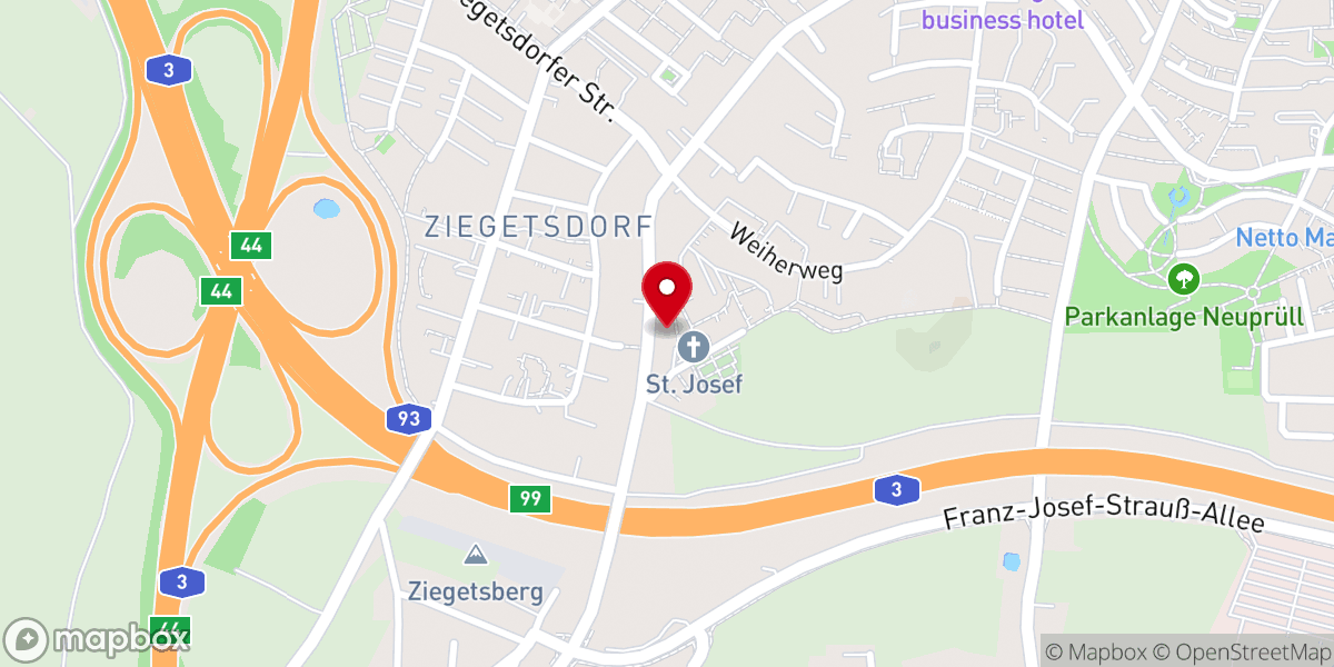 Map showing location of Kath. Pfarramt St. Josef Ziegetsdorf
